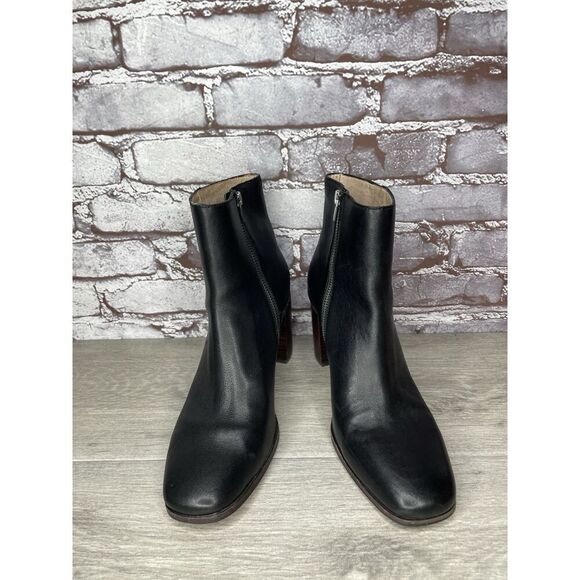 Madewell Brenner Black Brown Leather Block Heel Booties Zip Boots Women 9.5M US - Picture 3 of 16